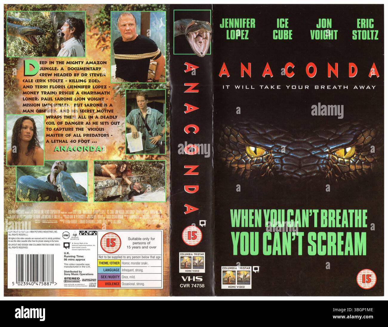 Anaconda UK VHS Cover (1997) von Columbia TriStar Home Video Stockfoto