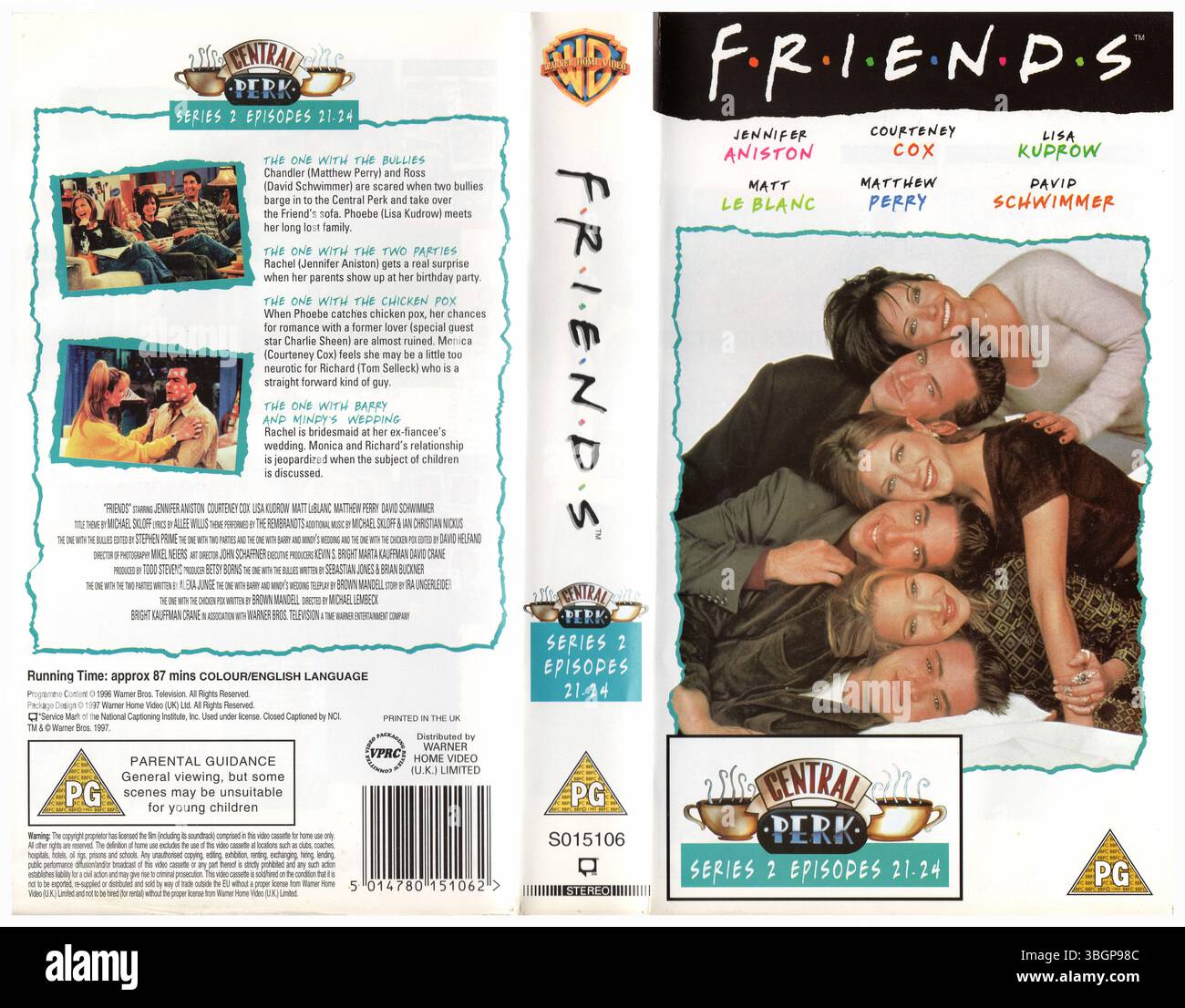 Friends: Serie 2, Episoden 21-24 VHS Cover (1997) (UK) von Warner Home Video (UK) Stockfoto