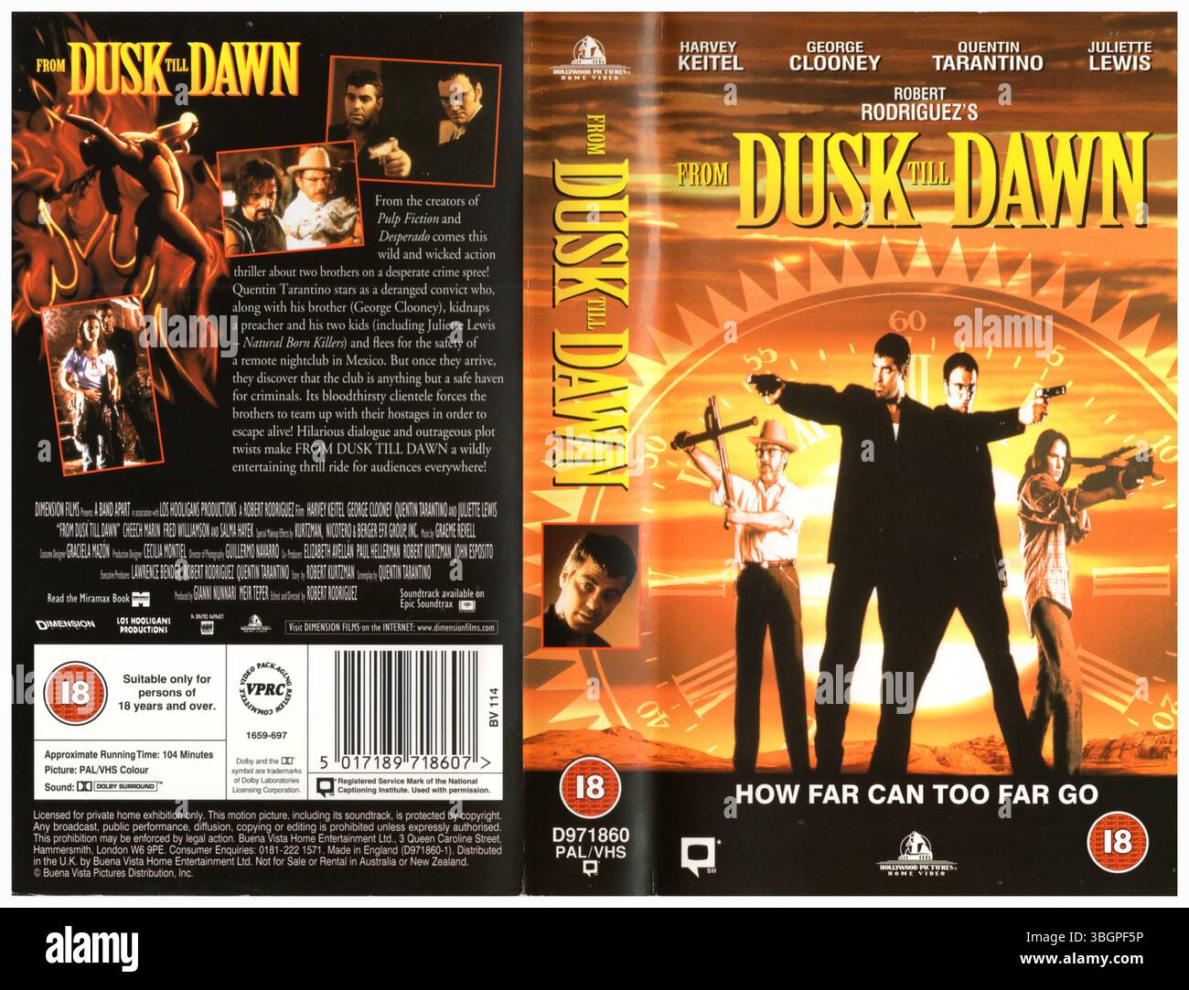 Robert Rodriguez's from Dusk Till Dawn VHS Cover (1997) (UK) von Buena Vista Home Entertainment Stockfoto