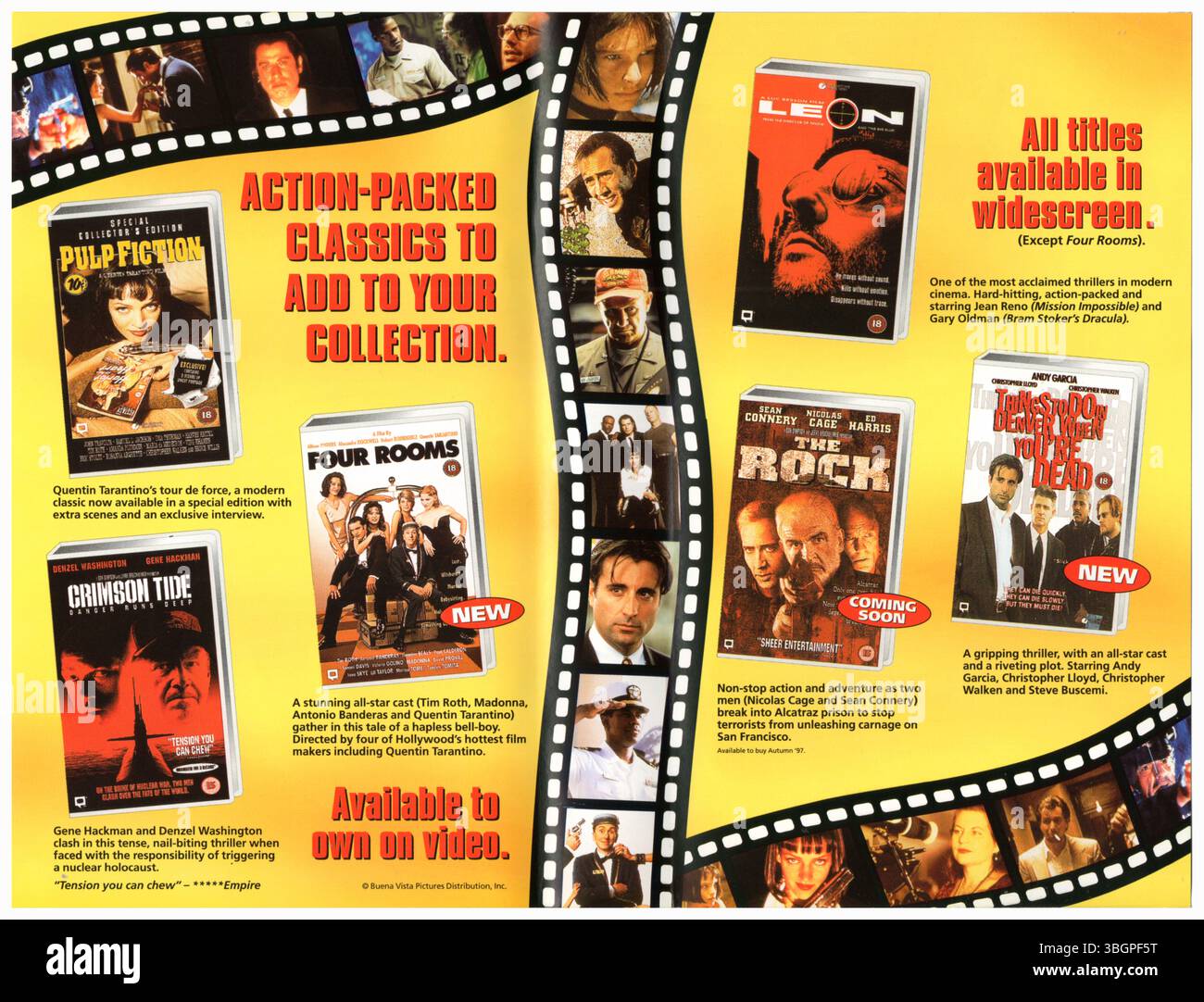 1997 (UK) VHS-Videotitel von Buena Vista Home Entertainment – „actiongeladene Klassiker“ Stockfoto