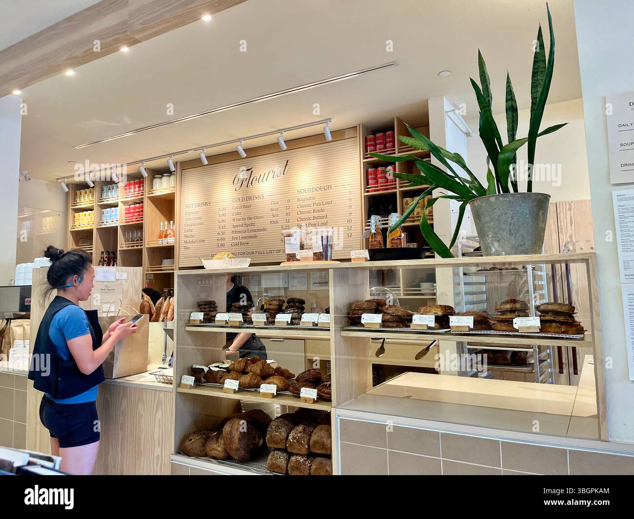 Flourist Café, East Vancouver, BC, Kanada - Smartphone-aufgenommenes Stockfoto