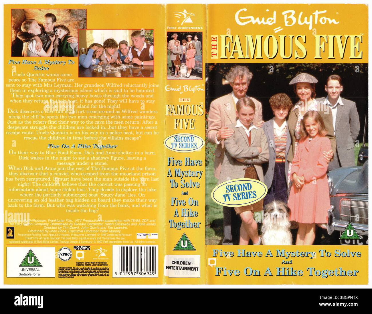 The Famous Five - Five Have a Mystery to Solve & Five on a Hike Together, 1997 VHS Cover, von ersten unabhängigen Filmen Stockfoto