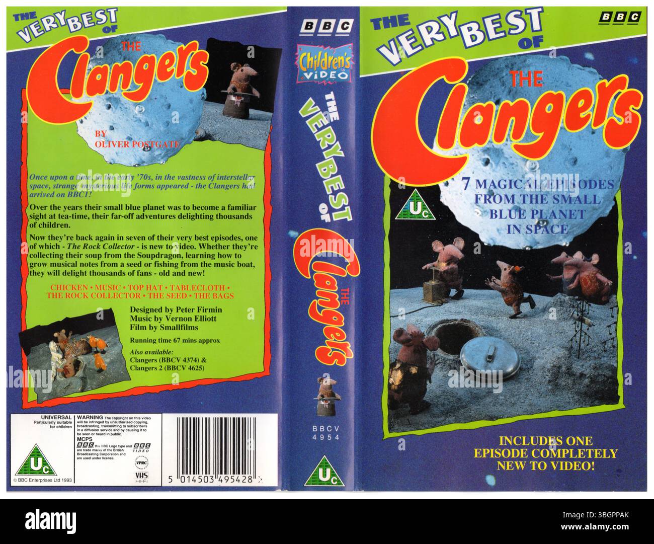 1993 UK VHS Cover für „The Very Best of the Clangers“, eine Sammlung von sieben Episoden aus der klassischen britischen Stop-Motion-Animationsserie Stockfoto