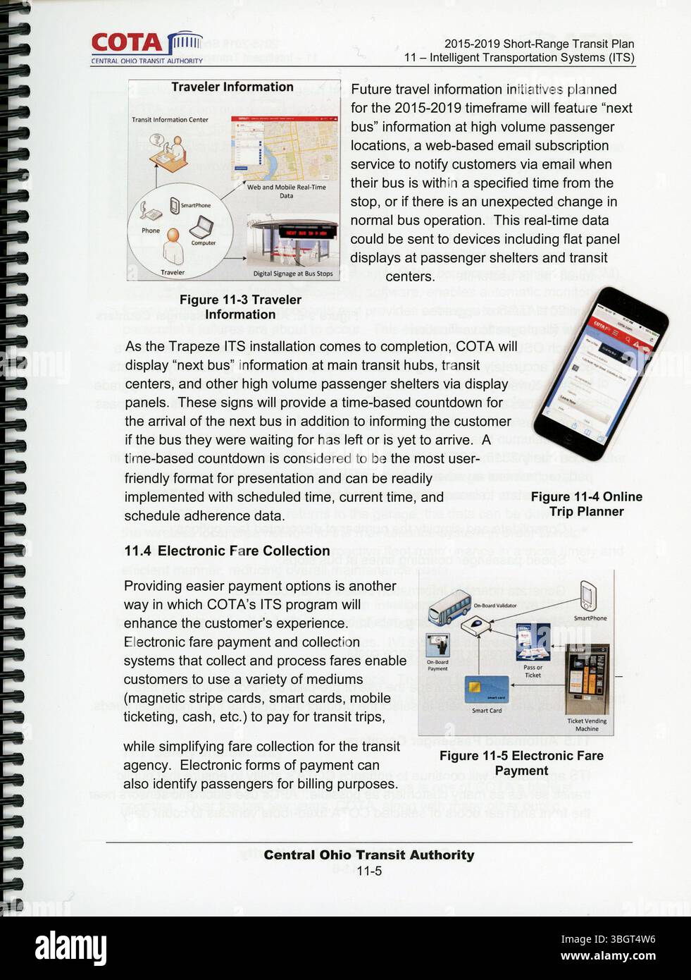 Der Short-Range Transit Plan (SRTP) 2015-2019 von COTA analysiert den Transitmarkt in Central Ohio und konzentriert sich dabei auf den aktuellen Betrieb, zukünftige Verbesserungen und Serviceempfehlungen. In dem Plan wird dargelegt, wie Finanzmittel und Ausgaben vorrangig behandelt werden sollten, um effiziente und nachhaltige Transitdienste für die Region zu gewährleisten. Stockfoto