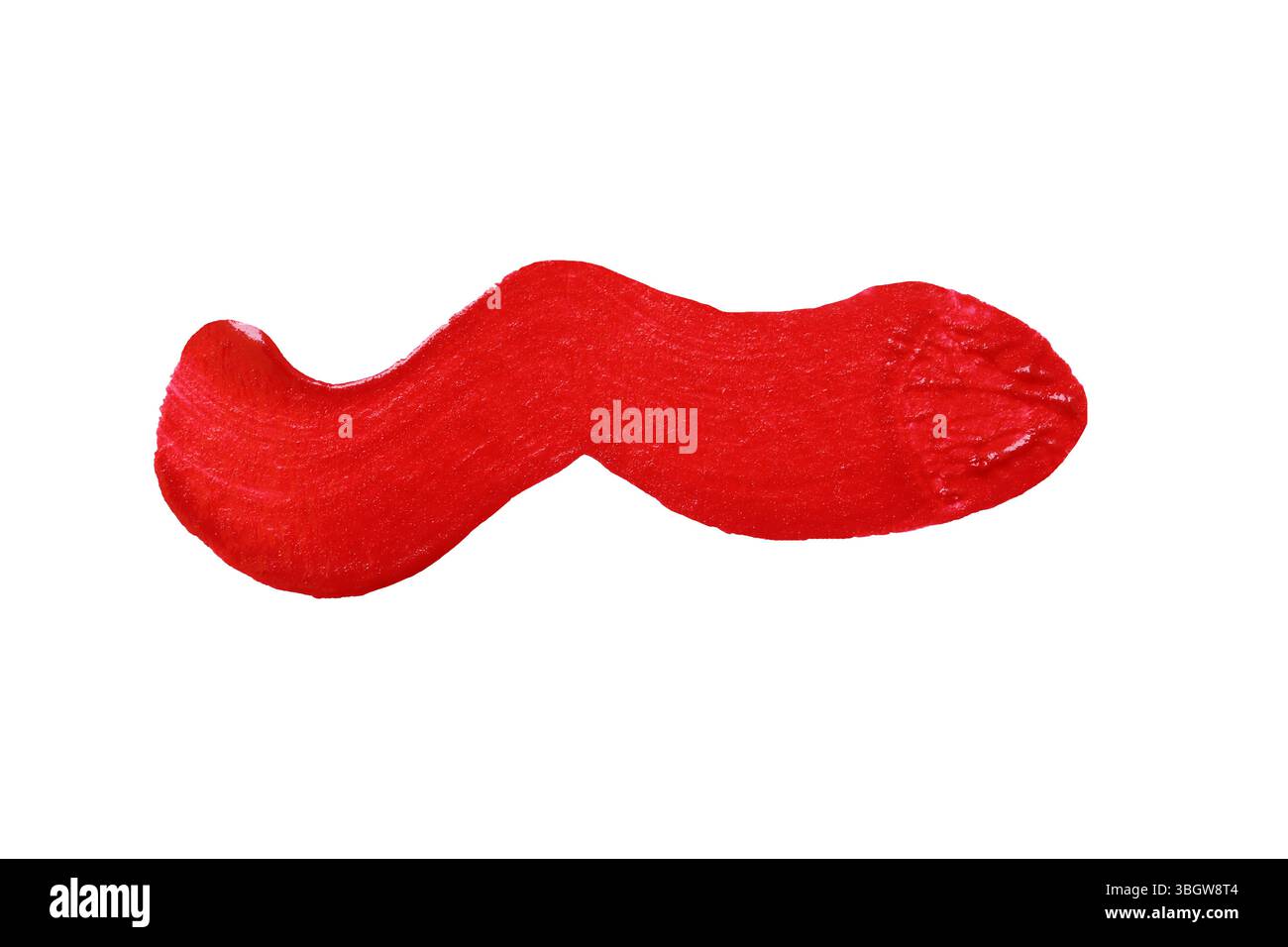 Ein leuchtend roter Farbwirbel auf weißem Hintergrund und Beschneidungspfade. Perfekt für kreative Projekte und künstlerische Designs. Ideal für uns Stockfoto