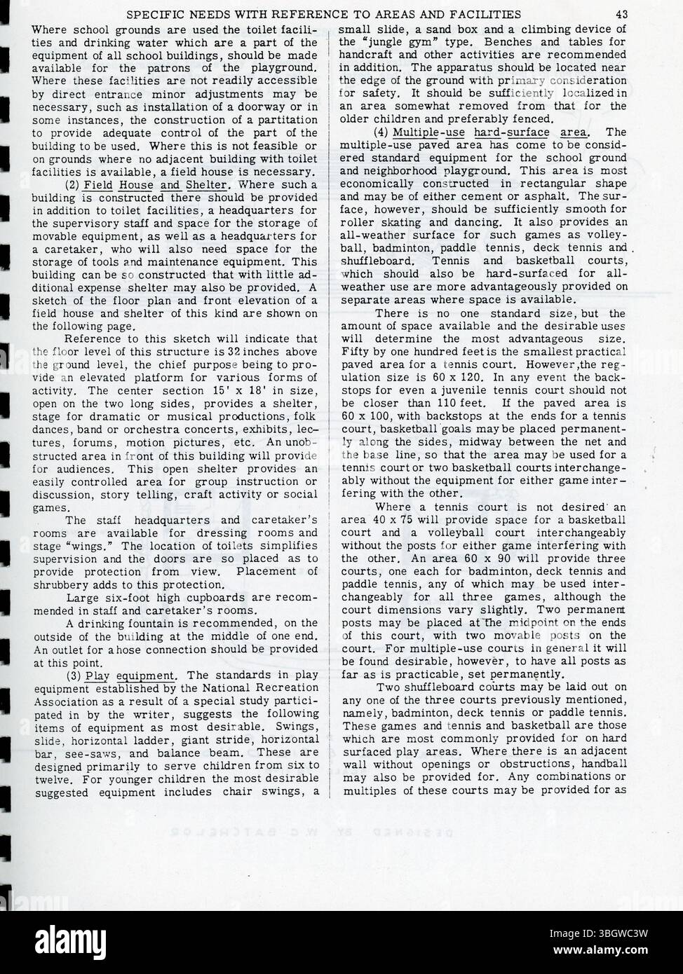 Dieser Bericht von 1947 über die öffentliche Erholungsumfrage und den Long-Range-Plan der Stadt Columbus enthält eine Bestandsaufnahme der bestehenden Freizeiteinrichtungen. Sie vergleicht diese Einrichtungen mit allgemein akzeptierten Standards und enthält Empfehlungen für zukünftige Entwicklungen sowie einen vorrangigen langfristigen Plan für die Verbesserung und den Erwerb von Freizeitflächen. Stockfoto