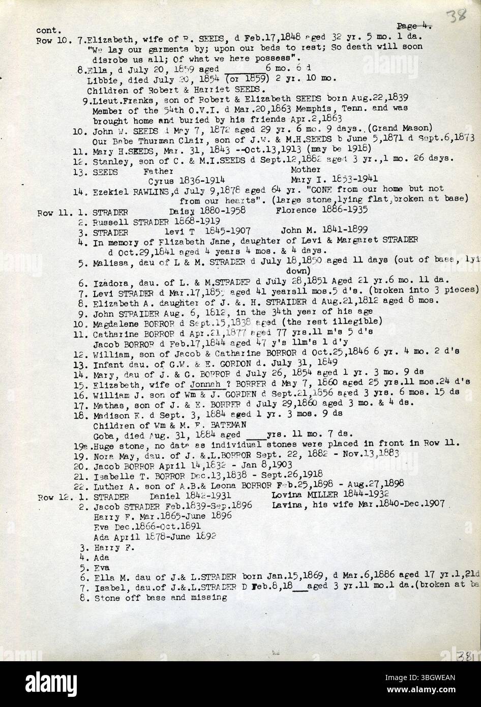 Dieses 1973 erschienene Buch enthält Informationen über Friedhöfe im Franklin County, Ohio, darunter Clinton Township, Franklin Township, Jackson Township und Pleasant Township. Stockfoto
