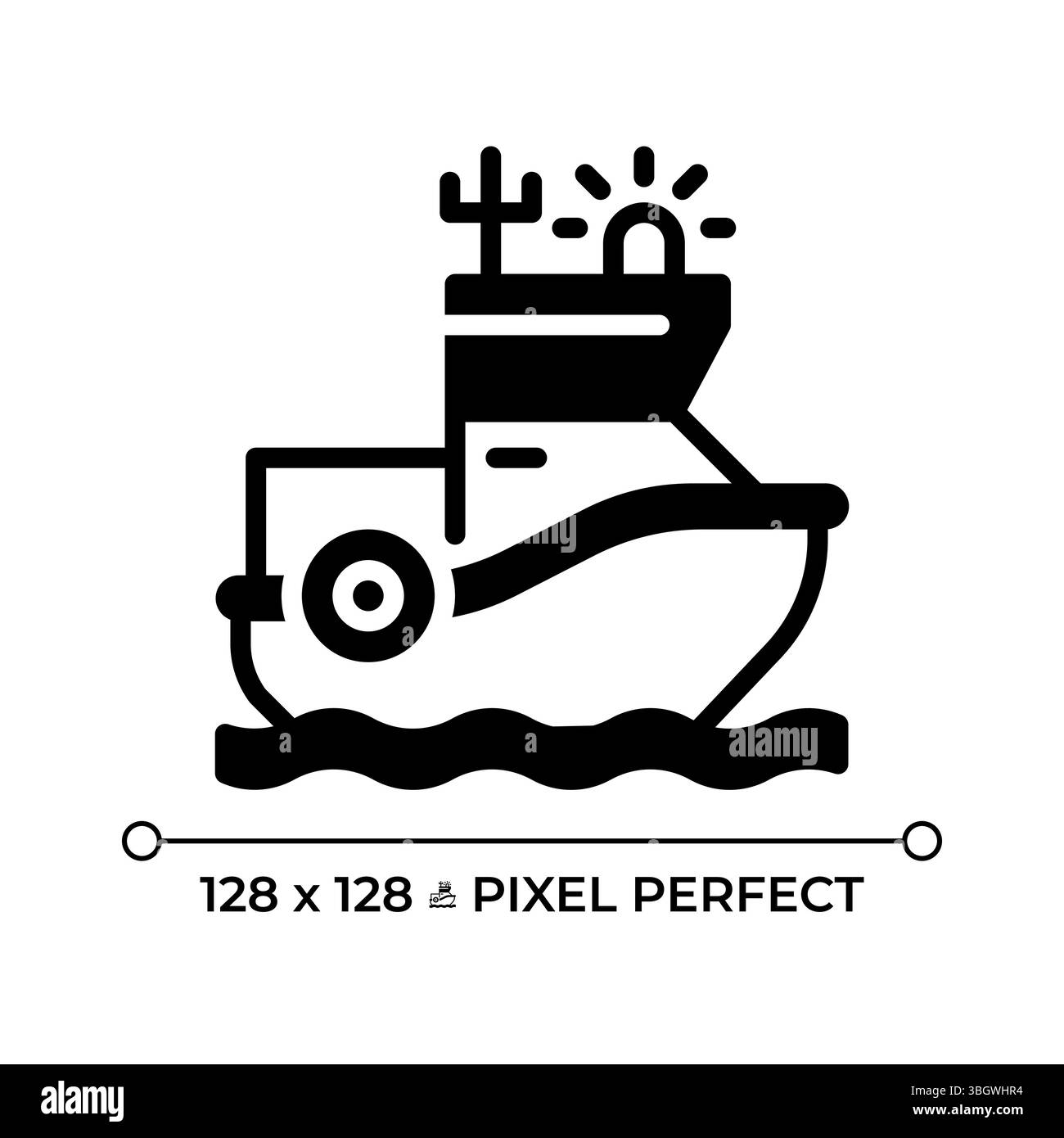 Küstenwache Boot Pixel perfekte Glyphe Solid Symbol Stock Vektor