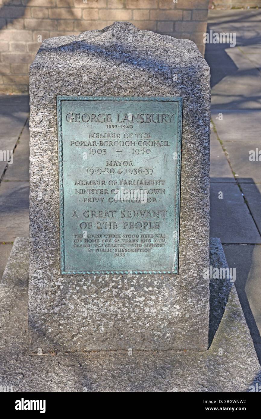 George Lansbury House, Bow, Tower Hamlets, East London, England, UK. George Lansbury (* 22. Februar 1859 – 7. Mai 1940) war ein britischer Politiker. Stockfoto