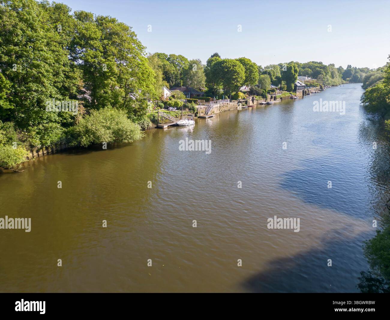 Aus der Vogelperspektive der Aal Pie Island an der themse im londoner Stadtteil richmond upon thames Stockfoto