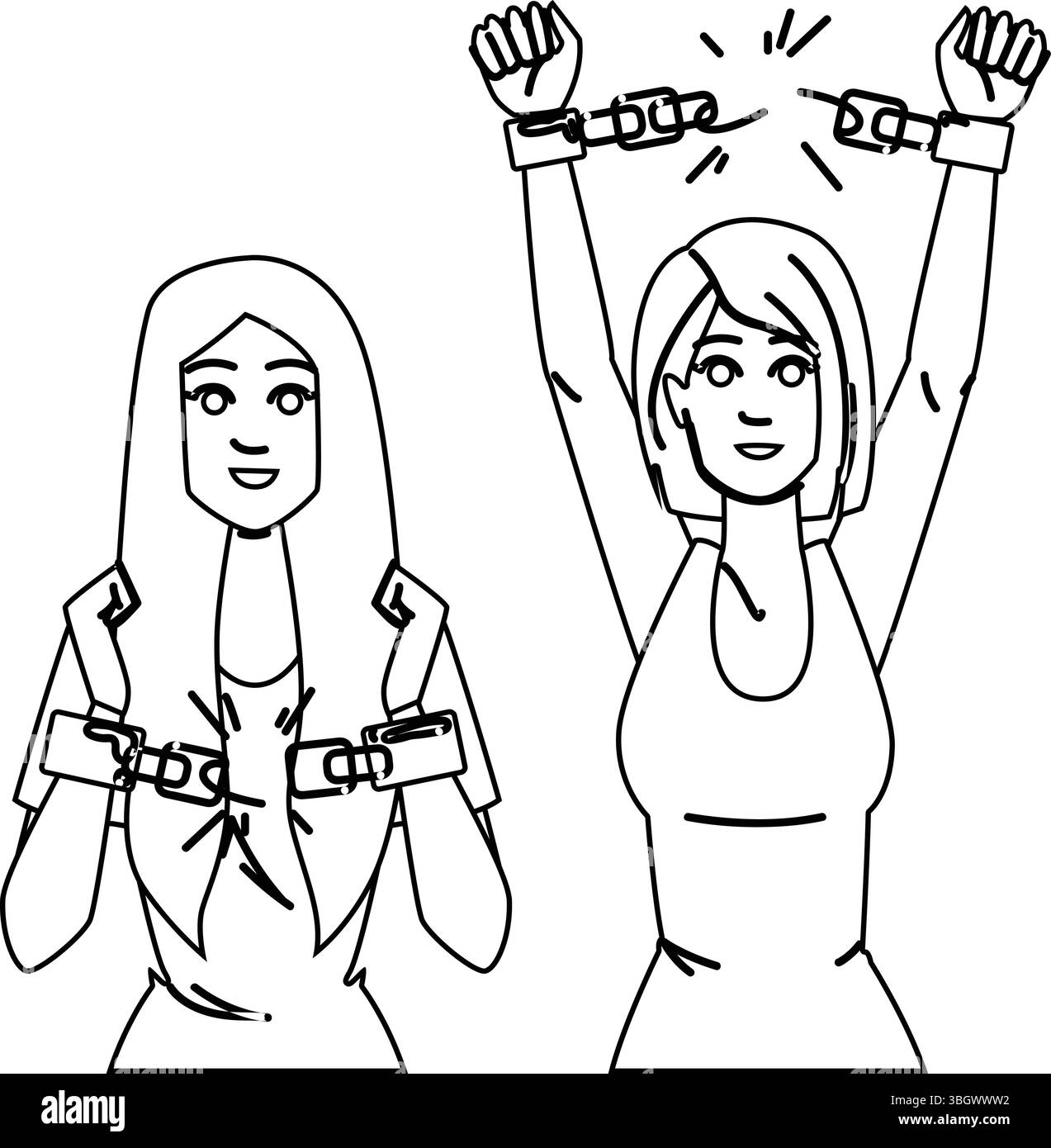 Resilienz Hände brechen Kette Frau Vektor Stock Vektor