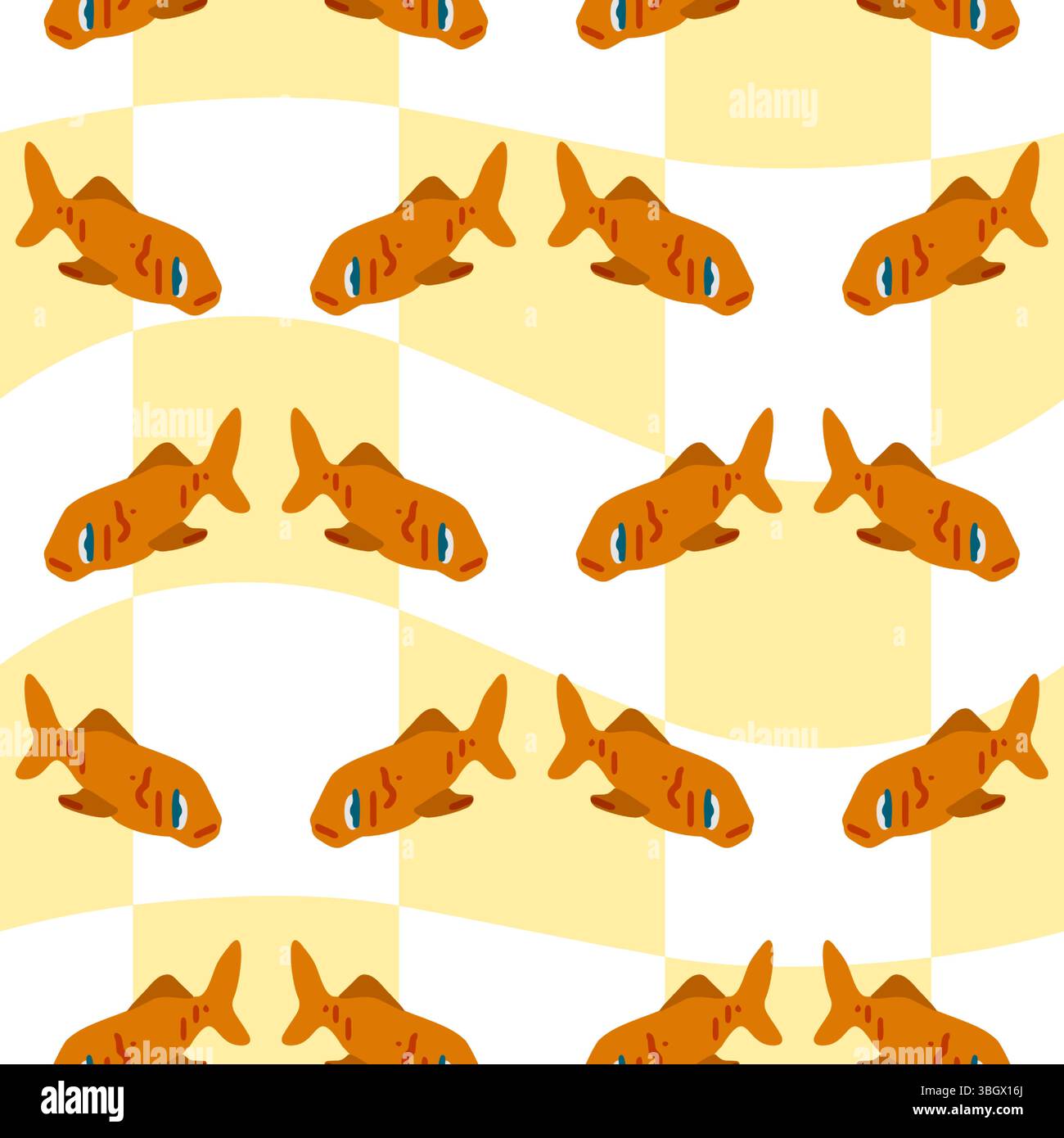 Nahtlose Muster Orange Fisch Stock Vektor