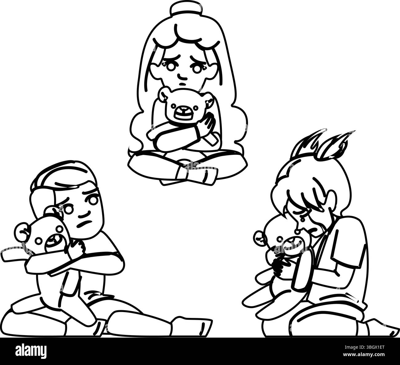 Trauriger Kid Teddybär Angst Vektor Stock Vektor