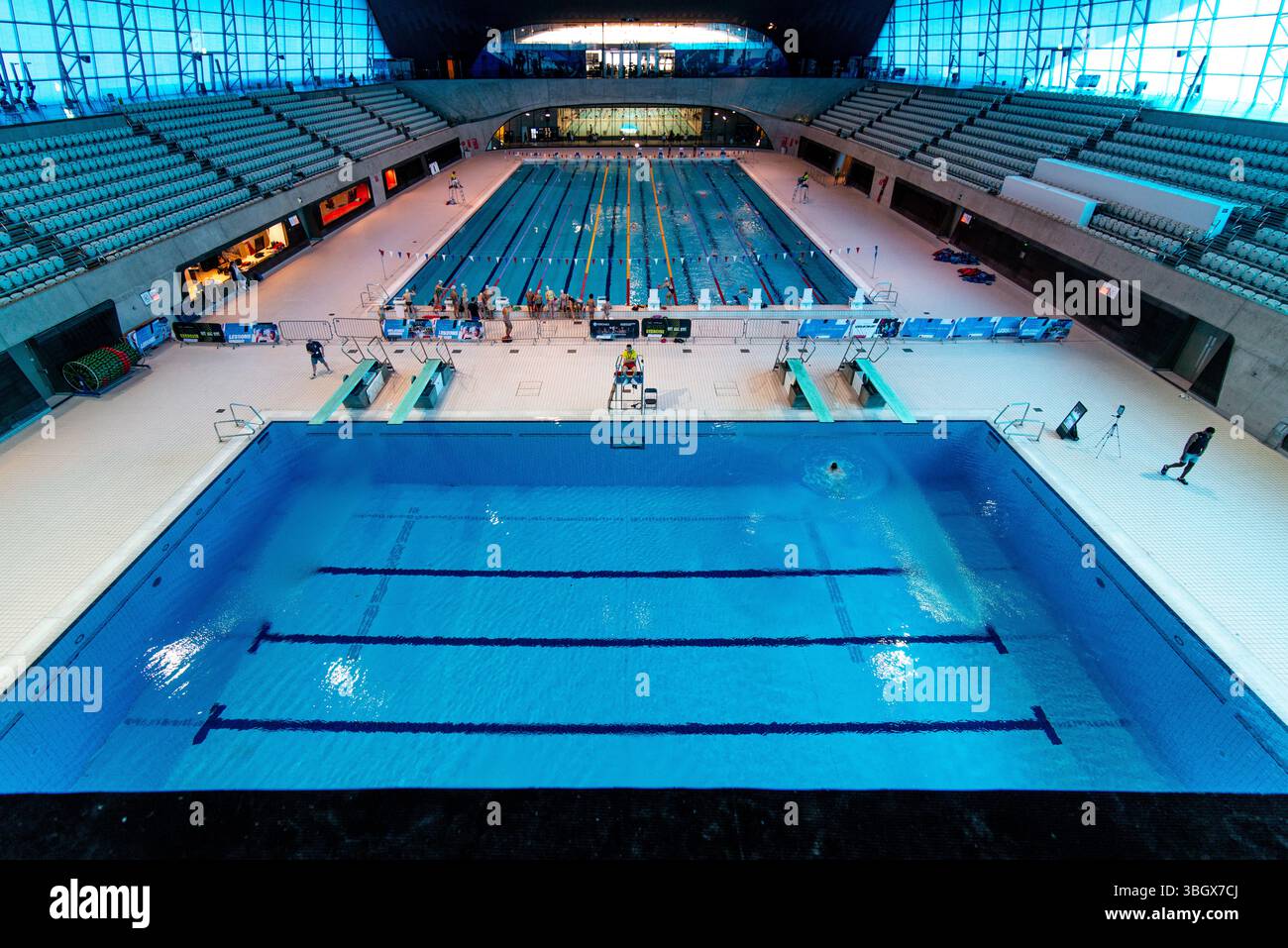Im London Aquatics Centre Tauchbecken Stockfoto
