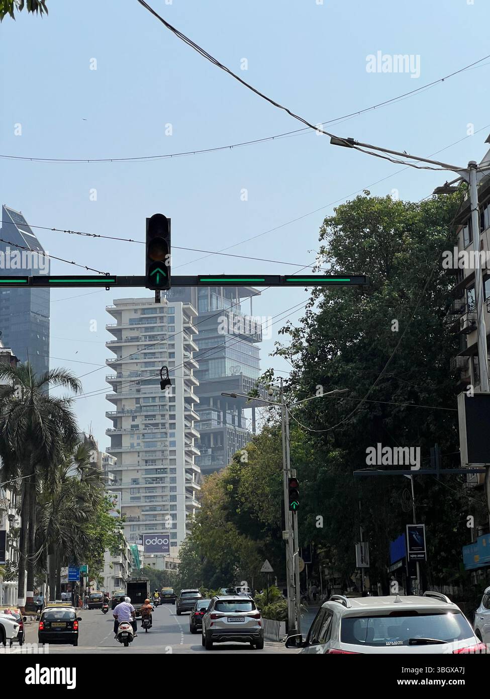 Fernblick auf das Antilia-Haus von Indiens reichstem Herrn Mukesh Ambani Mumbai Indien Stockfoto