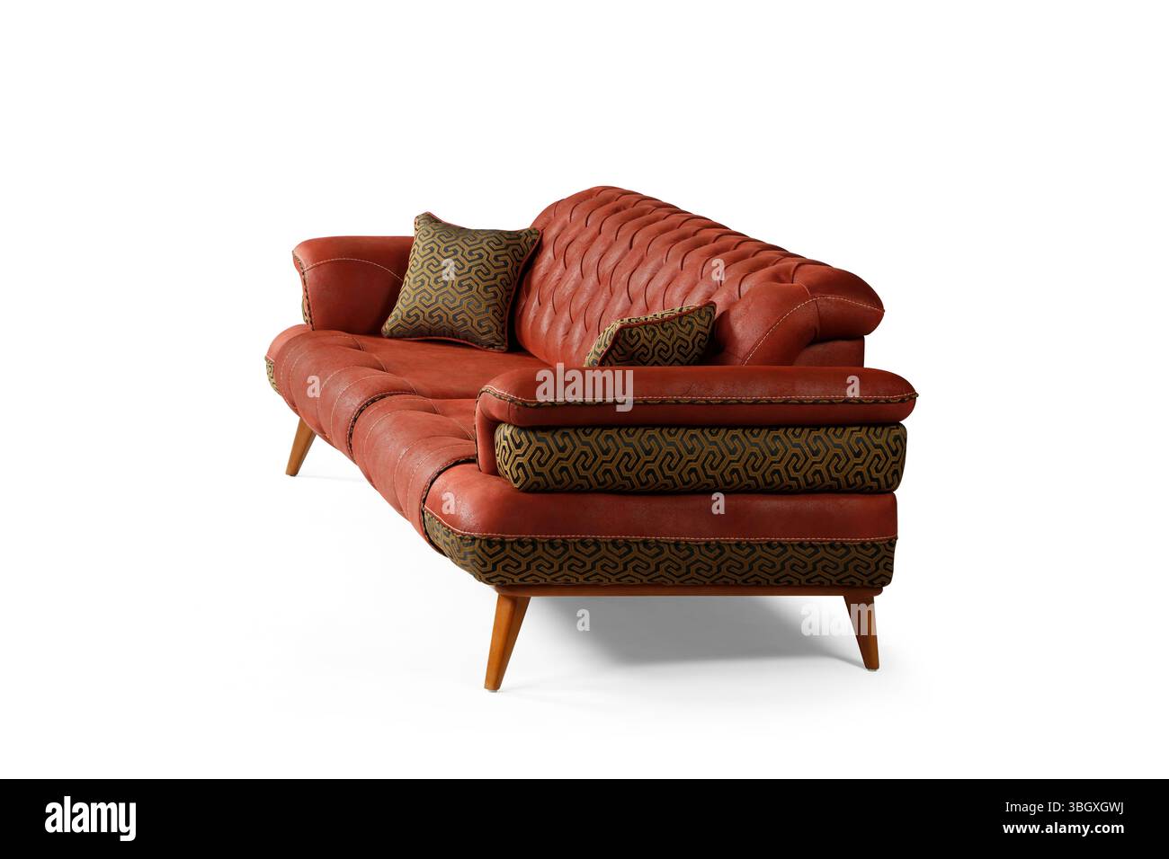 Sofa isoliert auf weißem Hintergrund. Seitenansicht Stockfoto