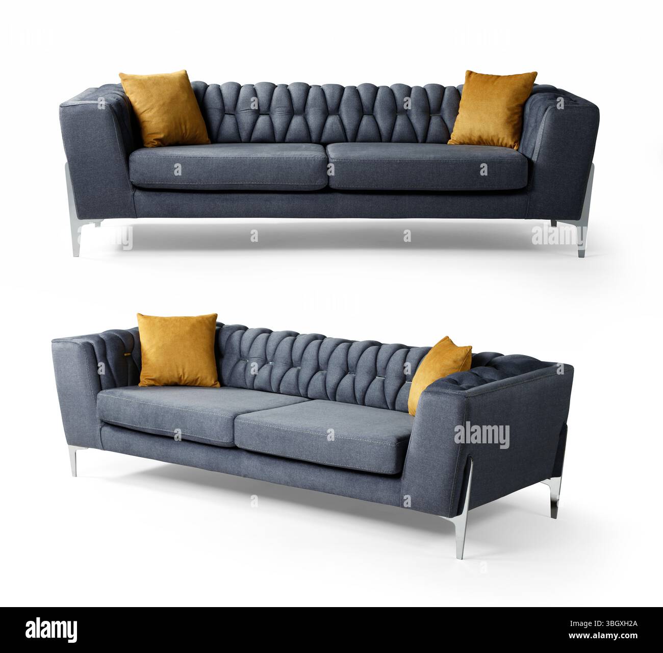 Sofa isoliert auf weißem Hintergrund. Verschiedene Blickwinkel Stockfoto