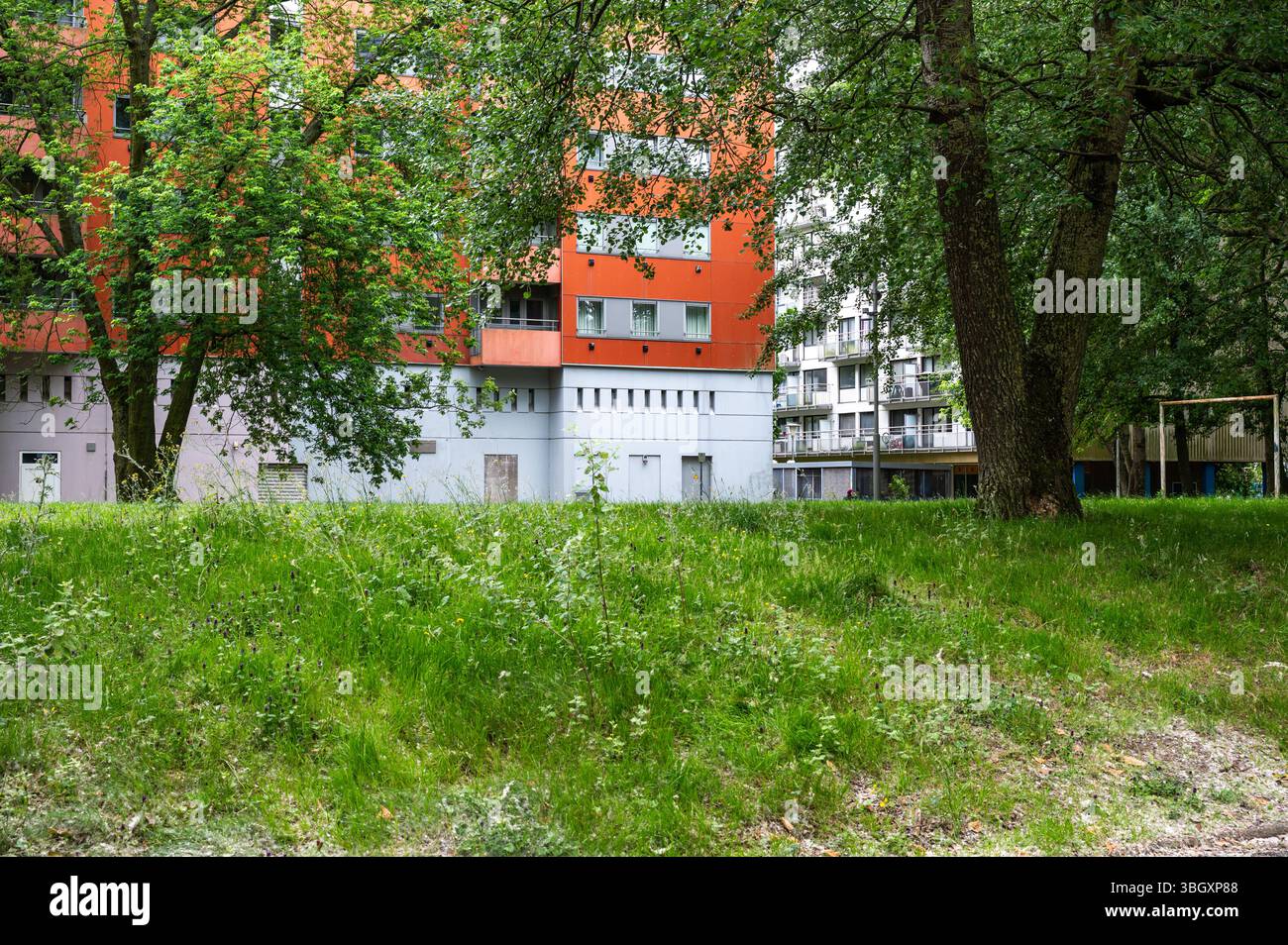 Sozialwohnungen in der Peterbos Borrow in Anderlecht, Brüssel, Belgien, 5. Juni 2025 Stockfoto
