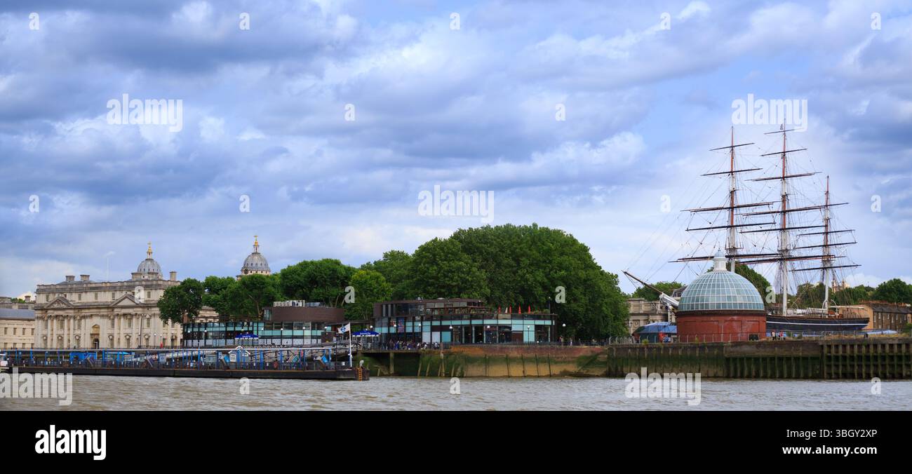 Greenwich, London Dies ist ein beliebter Ort für Touristen mit dem Cutty Sark und dem Royal Observatory. Es gibt viele modische Restaurants Stockfoto