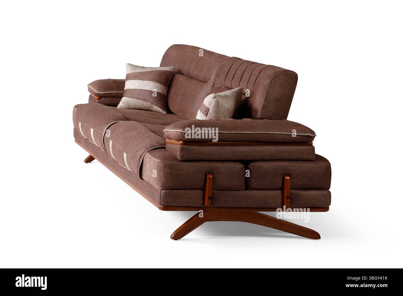 Sofa isoliert auf weißem Hintergrund. Seitenansicht Stockfoto