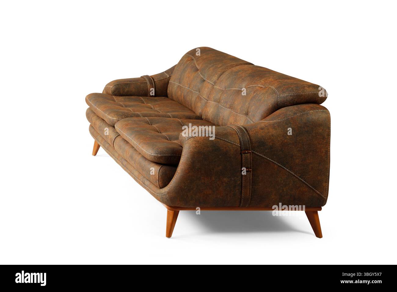 Sofa isoliert auf weißem Hintergrund. Seitenansicht Stockfoto