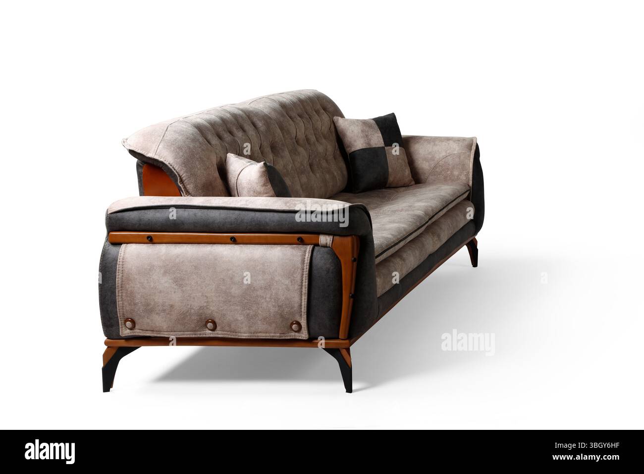 Sofa isoliert auf weißem Hintergrund. Seitenansicht Stockfoto