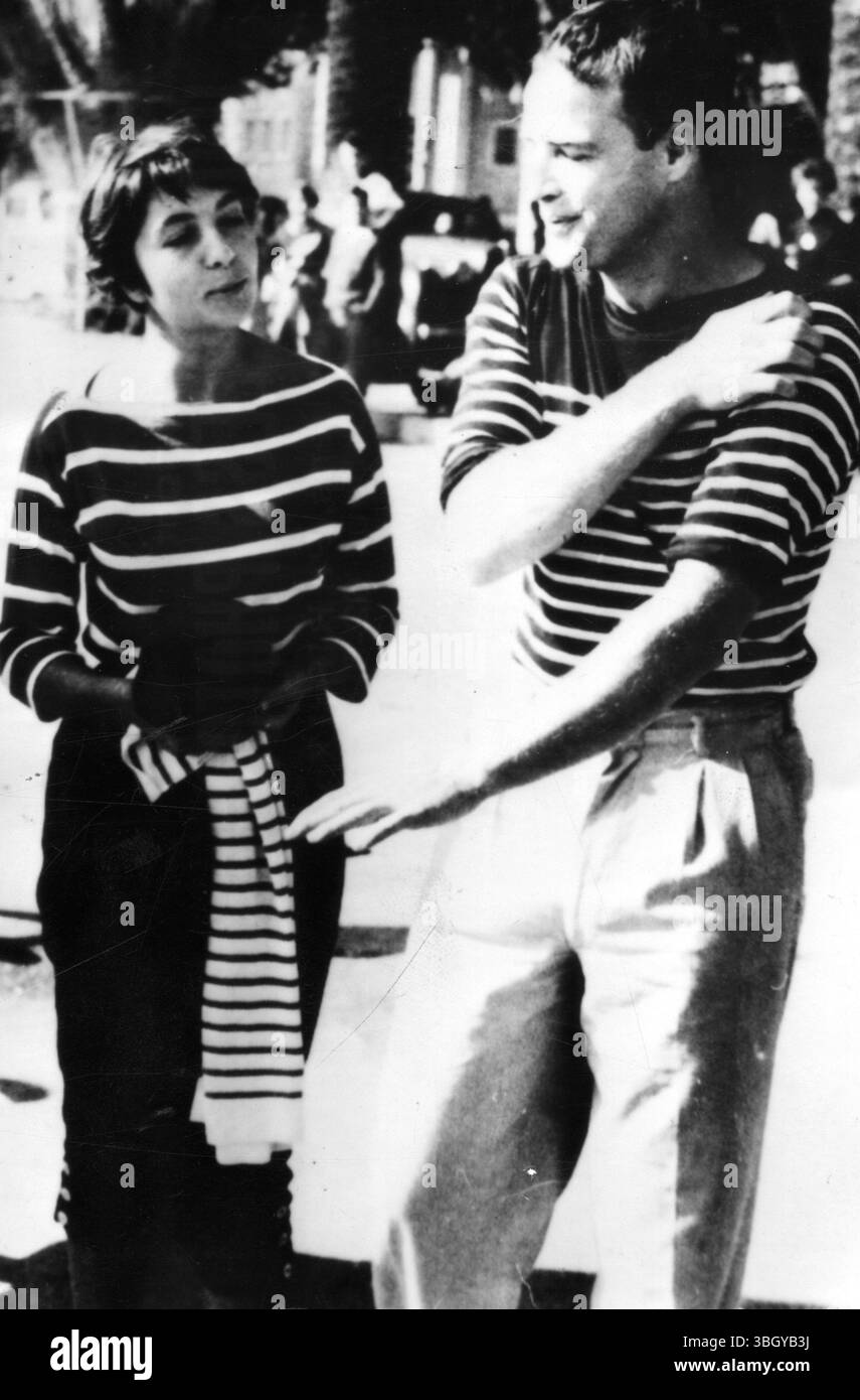 Marlon Brando US-amerikanischer Schauspieler und Moderator hat seine Verlobung mit Miss Josline Berenger. 29. Oktober 1954 Französisch Stockfoto