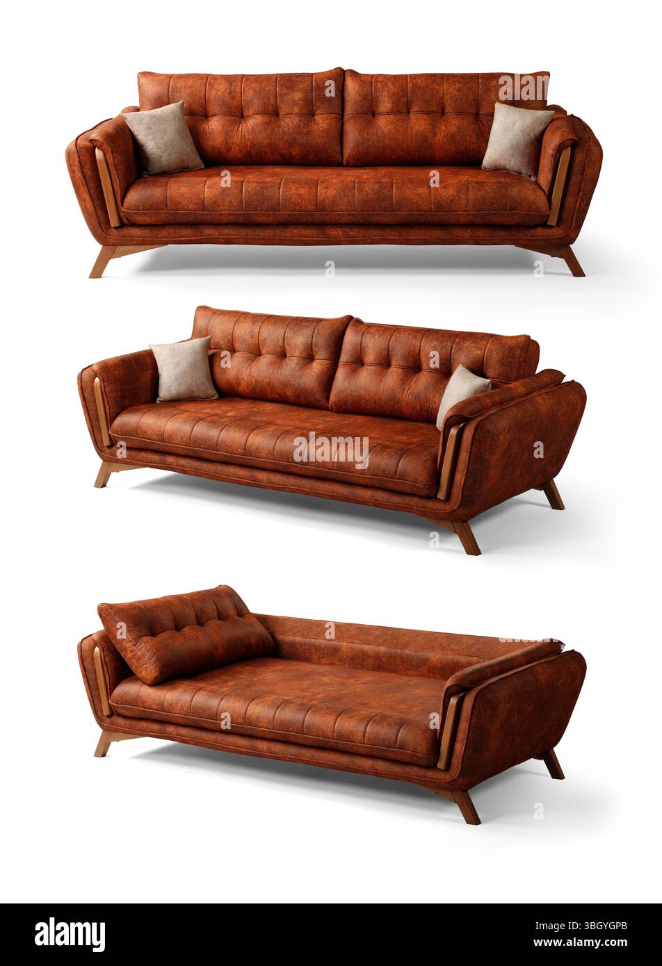 Sofa isoliert auf weißem Hintergrund. Anderer Winkel Stockfoto