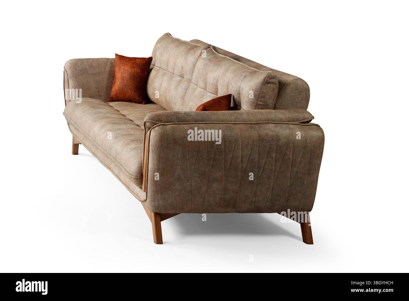 Sofa isoliert auf weißem Hintergrund. Seitenansicht Stockfoto