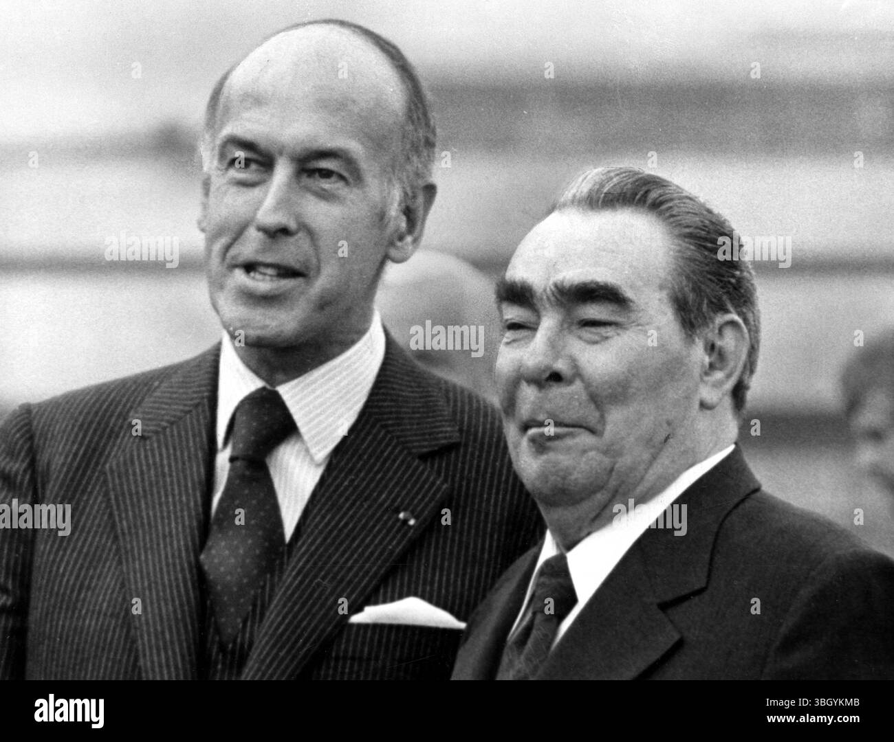 Valery Giscard d'Estaig französischer Politiker und Leonid Breschnew von Russland. Stockfoto