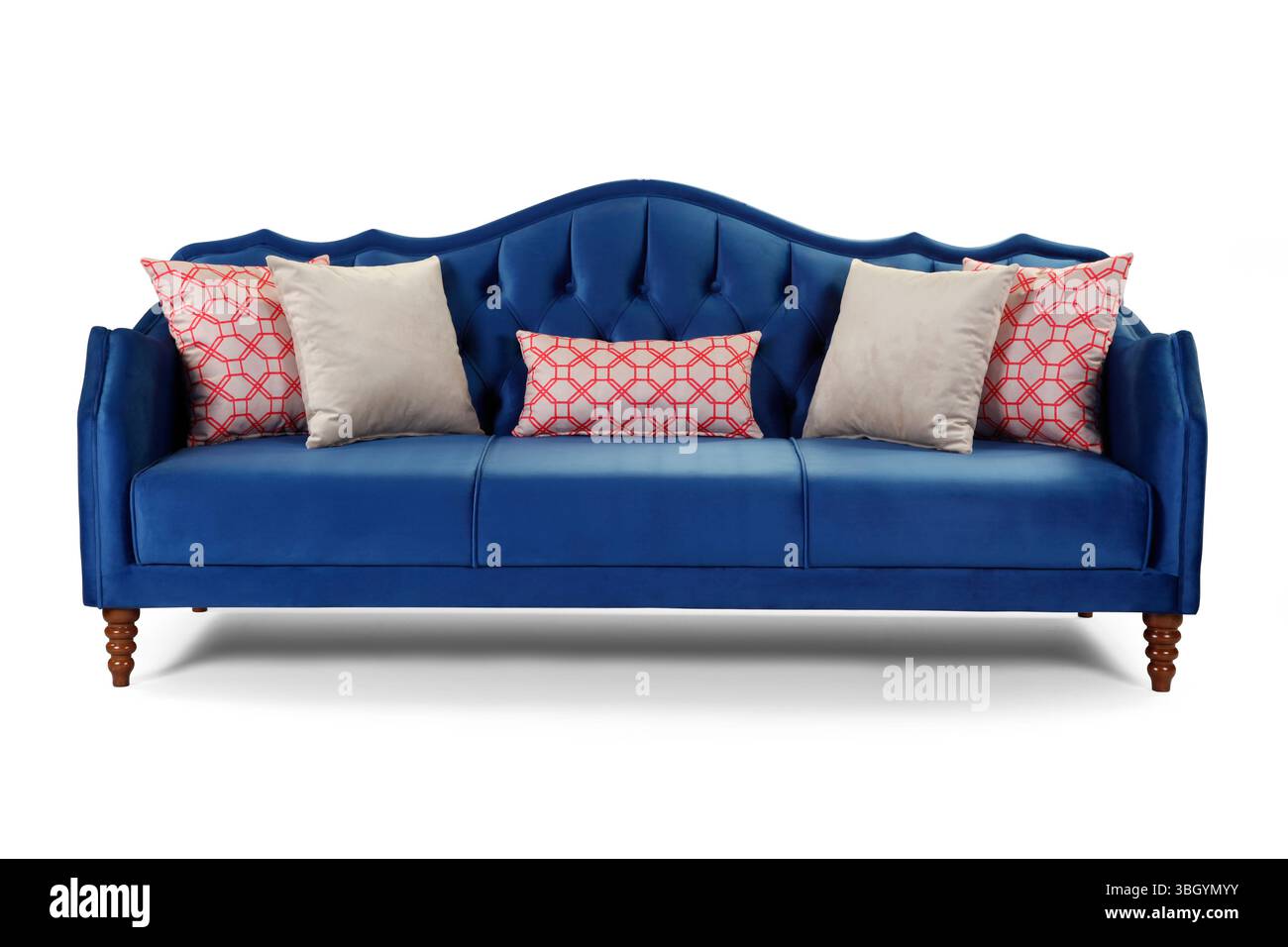 Modernes Sofa auf weißem Hintergrund. Vorderansicht Stockfoto