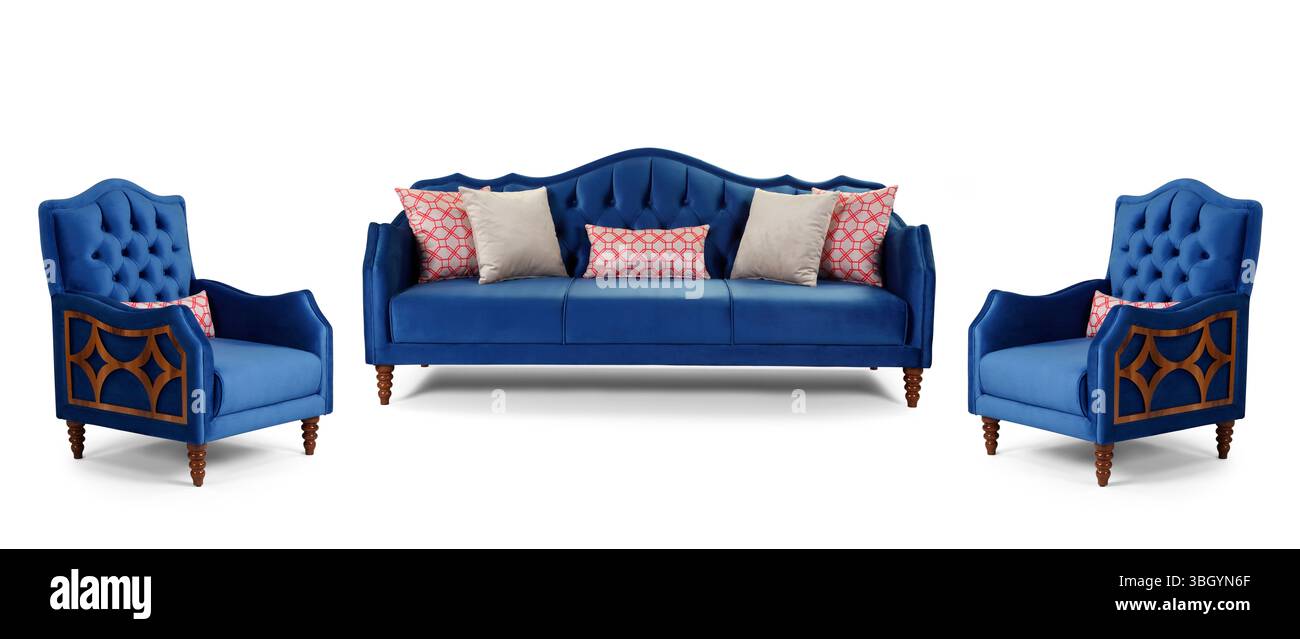 Moderne Möbel auf weißem Hintergrund. Stockfoto