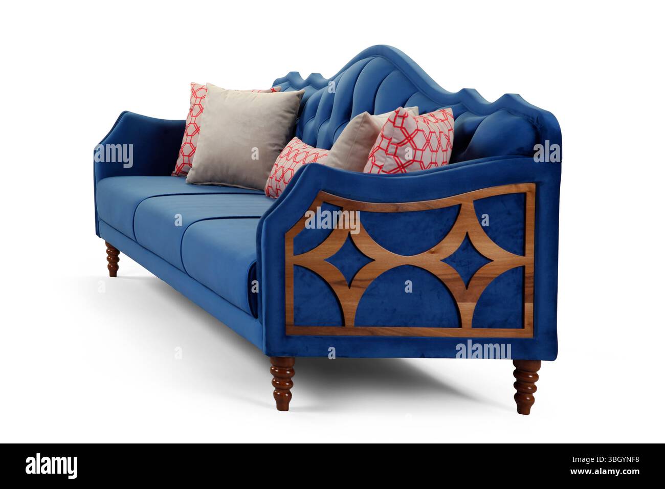 Modernes Sofa auf weißem Hintergrund. Seitenansicht Stockfoto