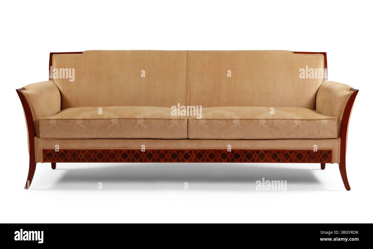 Modernes Sofa auf weißem Hintergrund. Vorderansicht Stockfoto