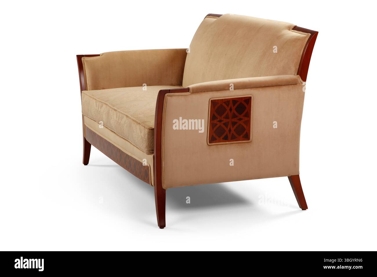 Sofa isoliert auf weißem Hintergrund. Seitenansicht Stockfoto