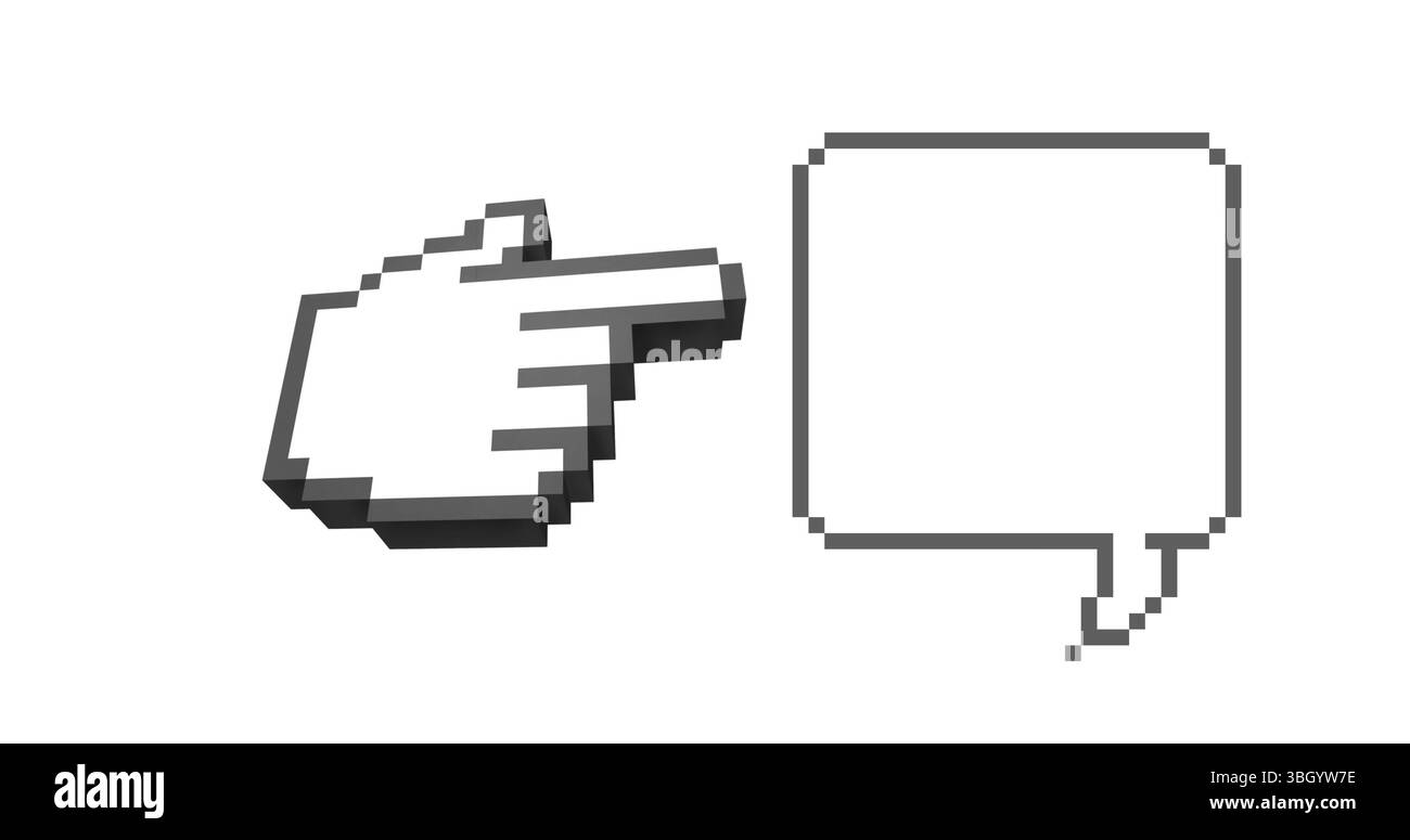 Bild einer Sprechblase über weißem Hintergrund Stockfoto