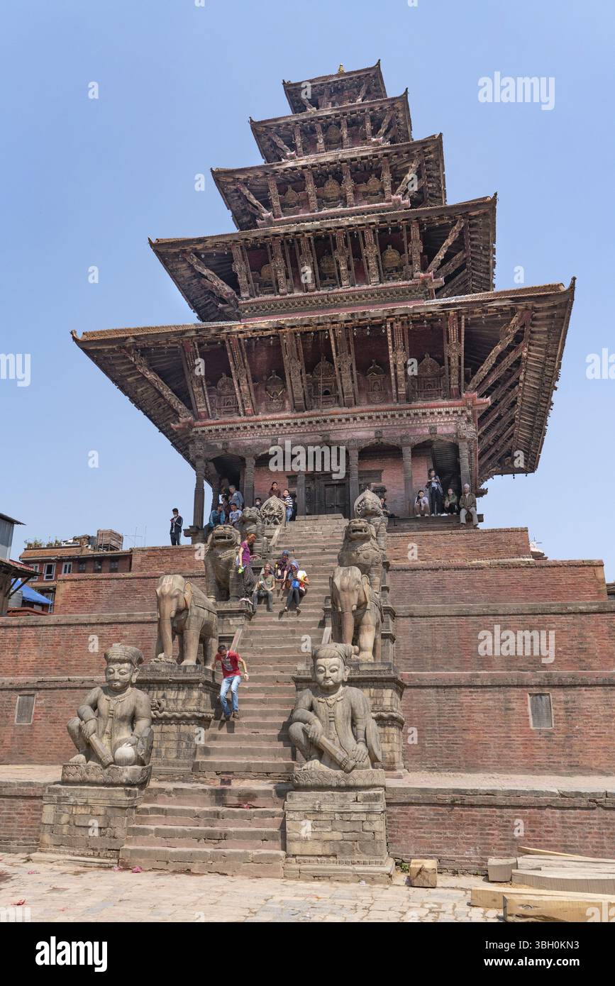 Bhaktapur/Nepal-19.03.2019:der Blick auf den Durbar Platz Stockfoto