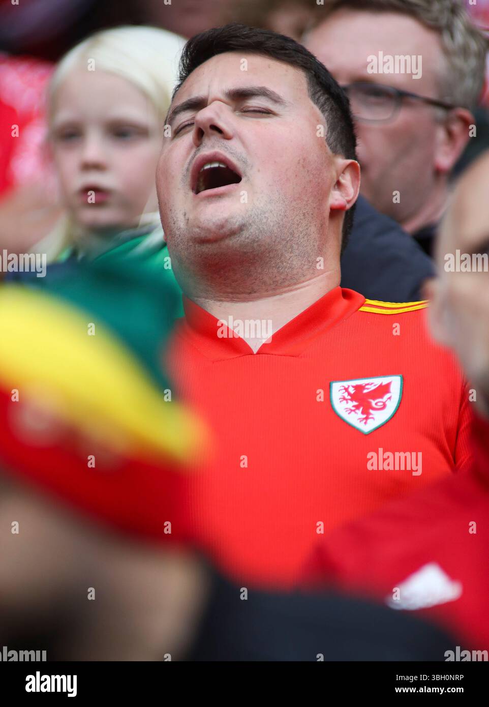 Cardiff, Wales, Großbritannien. Juni 2025. Walisische Fans während der FIFA Fussball-Weltmeisterschaft, der Europameisterschaft, des Spiels der Gruppe J zwischen Wales und Liechtenstein im Cardiff City Stadium. Credit Glitch Images/Alamy Live News Stockfoto