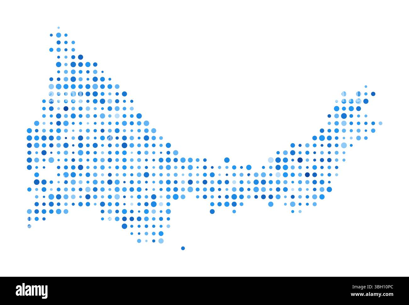 Providenciales Dot Map. Digitale Inselform. Providenciales Vektorbild. Blaue kreisförmige Punkte in Inselform. Darstellung des Trendvektors. Stock Vektor