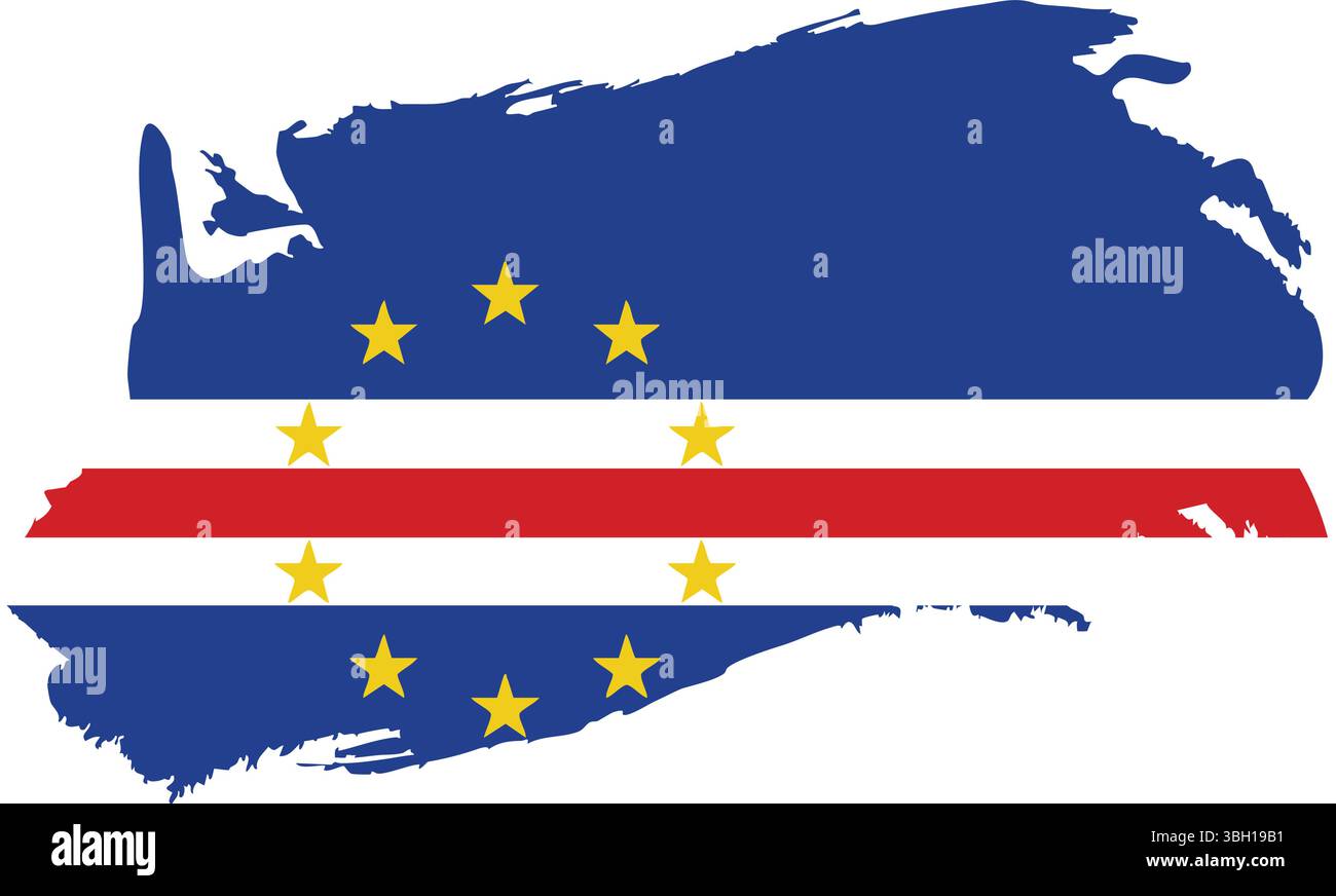 Nationalflagge Kap Verde – offizielles Symbol mit blauem Feld, zehn Sternen und Kreisstreifen Stock Vektor