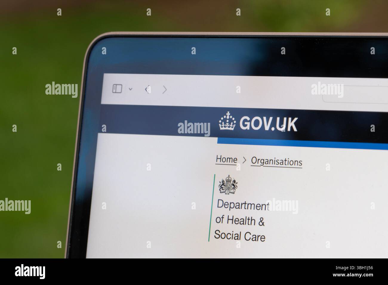 Webseite des Department of Health and Social Care (DHSC), einer britischen Regierungsbehörde, die für die Festlegung nationaler Gesundheitspolitiken zuständig ist. Stockfoto
