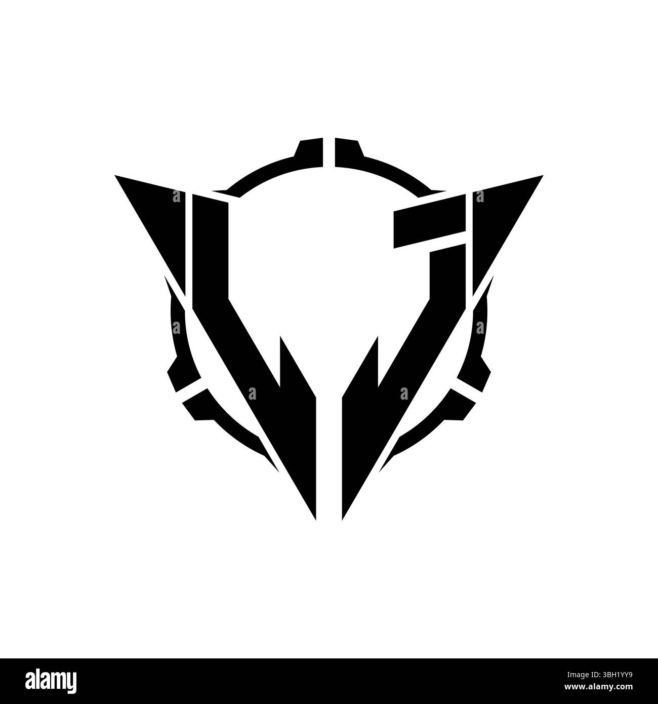 LJ Gaming Logo Initial mit geometrischem, modernem Dreieck abgerundetem Oszilloskop Sniper Tactical Design in isoliertem Hintergrund, minimalistisches Gaming-Monogramm Lo Stock Vektor