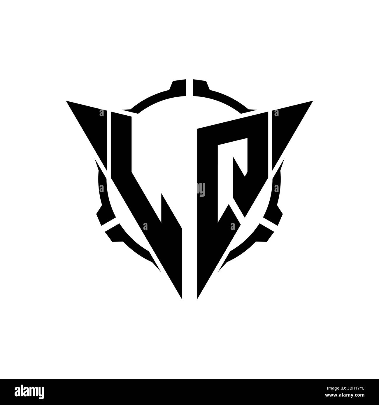 LQ Gaming Logo Initial mit geometrischem, modernem Dreieck abgerundetem Sniper Tactical Design im isolierten Hintergrund, minimalistisches Gaming-Monogramm lo Stock Vektor