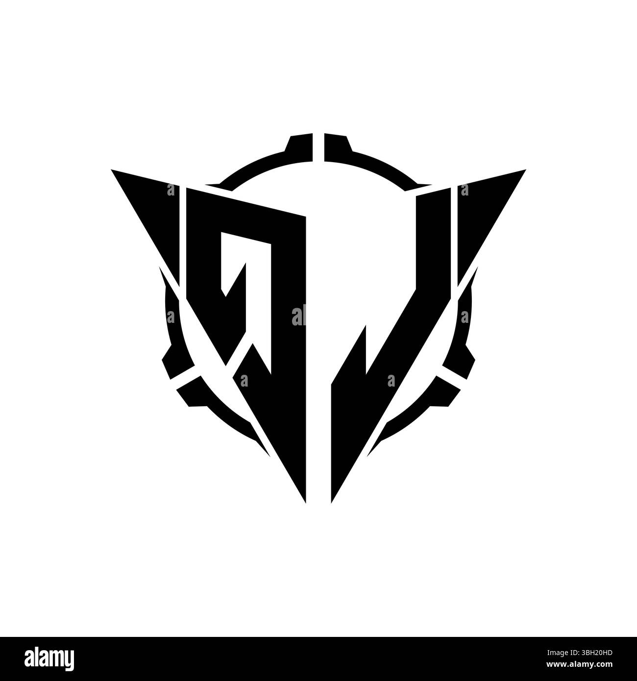 QL Gaming Logo Initial mit geometrischem, modernem Dreieck abgerundetem Sniper Tactical Design im isolierten Hintergrund, minimalistisches Gaming-Monogramm lo Stock Vektor