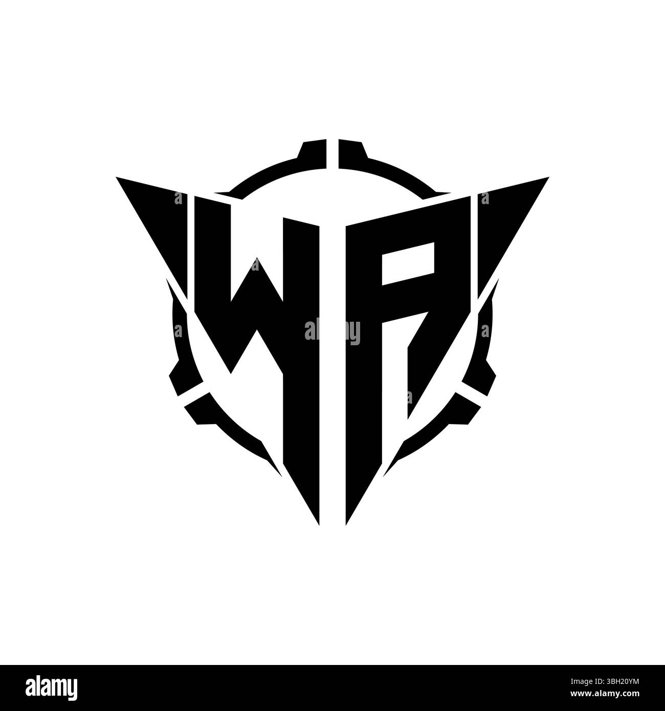 Gaming Logo Initial mit geometrischem, modernem Triangle abgerundetem Sniper Tactical Design im isolierten Hintergrund, minimalistisches Gaming-Monogramm-Logo Stock Vektor