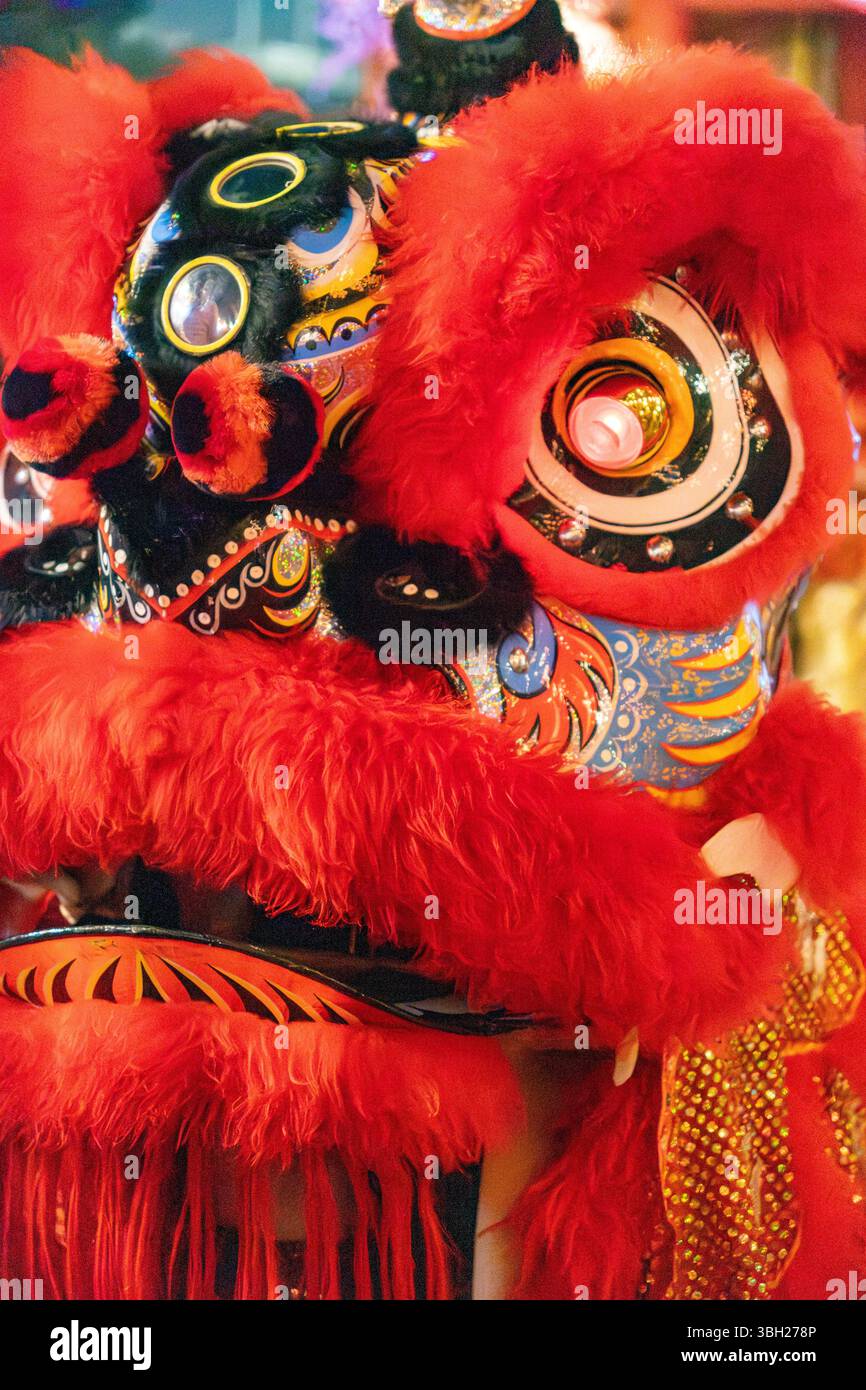 Jakarta, Indonesien - 9. Februar 2025: Barongsai, oder Löwentanz, ist eine traditionelle chinesische Aufführung, insbesondere während Feierlichkeiten wie dem Lunar Stockfoto