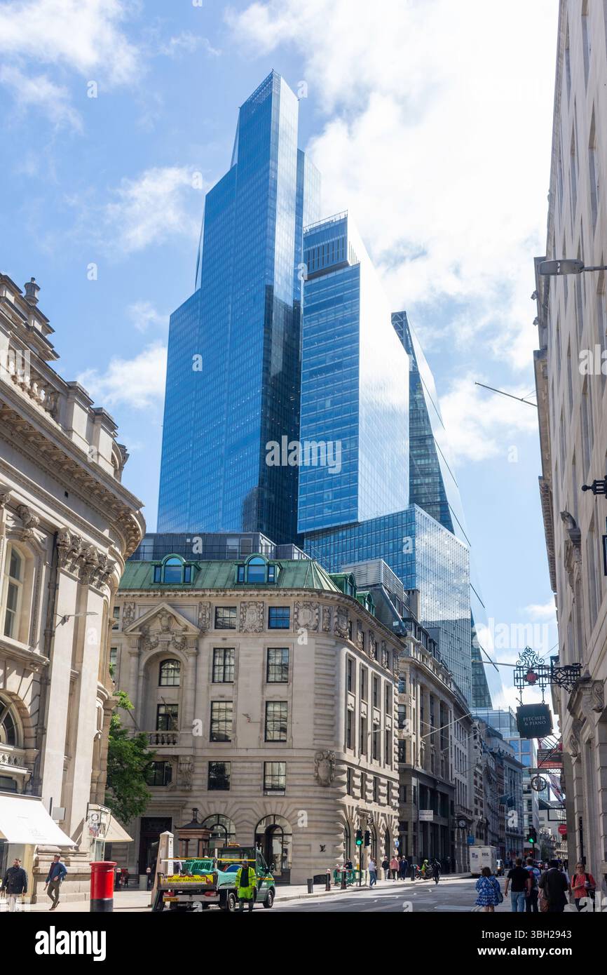 22 Bishopsgate Wolkenkratzer aus Cornhill, City of London, Greater London, England, Vereinigtes Königreich Stockfoto