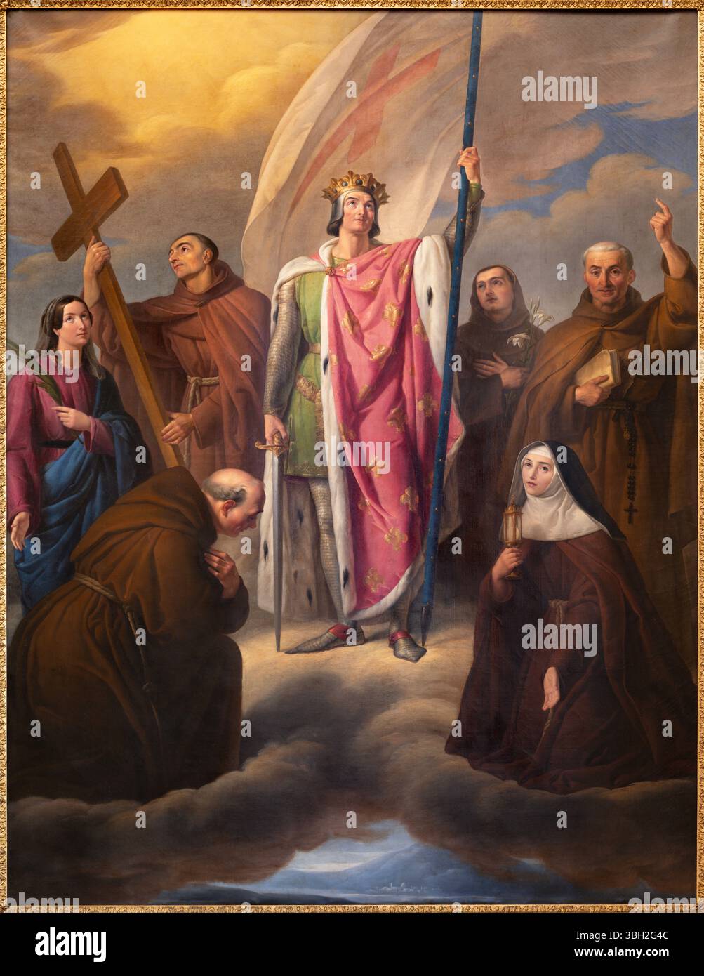 PIACENZA, ITALIEN - 19. MAI 2025: Das Gemälde von St. Louis König von Frankreich in der Kirche Basilica di Santa Maria di Campagna Paolo Bazzini aus 18. Cent Stockfoto