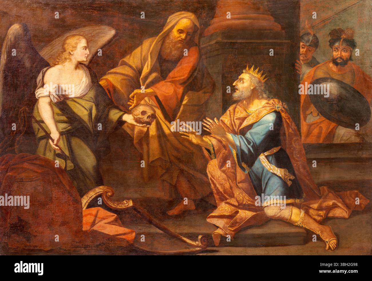 Piacenza - Gemälde von König David und dem Propheten Nathan in der Kirche Chiesa di Santa Teresa, wahrscheinlich von Robert de Longe (1693–1695). Stockfoto