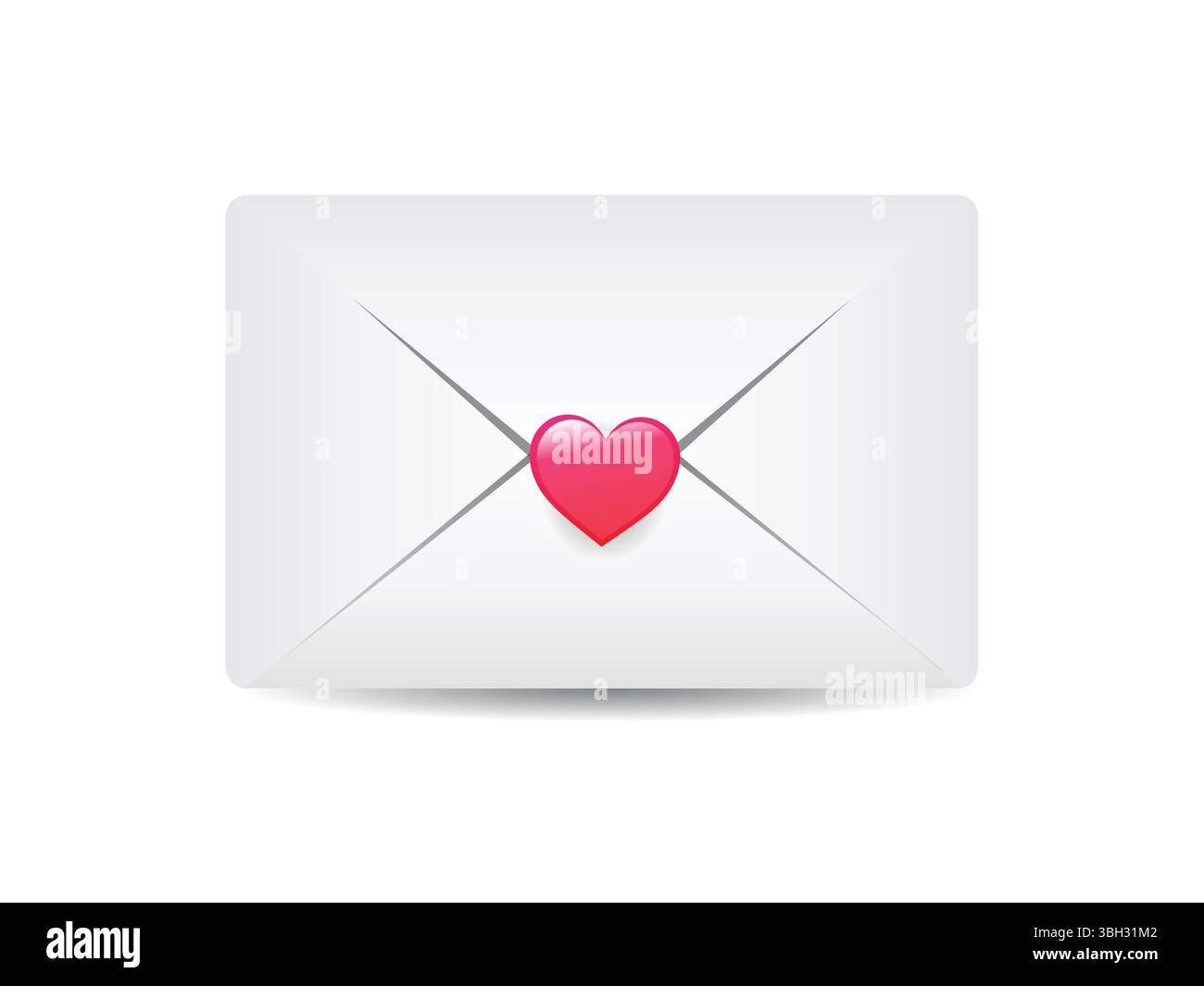 Mit Herz versiegelter Umschlag. Romantischer Umschlag. Im Umschlag ist eine Karte mit Herz. Illustration eines Liebesbriefes im flachen Stil Stock Vektor